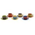 Set of 6 Espresso Cups & Saucers Assorted Colours