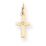 14k 1/2 Pt Diamond Cross Childrens Necklace - 15 Inch