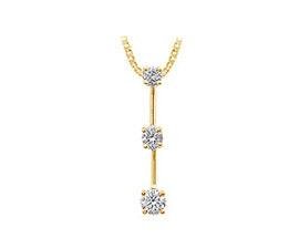 1/4 Three-Stone Diamond Drop Pendant 14k Yellow Gold