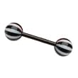 Stainless Steel with UV Black Flexible Tefron Barbell - Striped Sold as a Pair