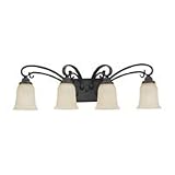 Sea Gull Lighting 44124-814 Del Prato Collection Four-Light Vanity, Misted Bronze Finish with Seeded Acid Etch Caf Tint Glass