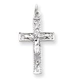 Sterling Silver INRI Crudifix Charm with 20 Inch Sterling Silver Chain