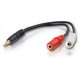 Cables To Go Value Series Y-Cable - Audio splitter - 26 AWG - mini-phone stereo 3.5 mm (M) - mini-phone stereo 3.5 mm (F) - 6 ft - shielded - black