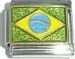 Clearly Charming Brazil Flag Italian Charm Bracelet Link