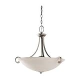 Sea Gull Lighting 65191-962 Serenity Three-Light Pendant, Brushed Nickel Finish with Excavated Alabaster Glass