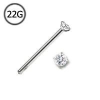 14KT White Gold Straight Nose Stud Ring 1.5mm Genuine Diamond G SI1 22G FREE Nose Ring Backing