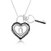 Black Diamond Accent Heart Key Pendant in Silver with Black Rhodium