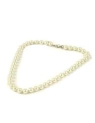 White Pearl Strand Necklace, 925 Sterling Silver