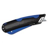 Cosco 091524 Easycut Self Retracting Box Cutter Knife with Shielded Blade, Black/Blue