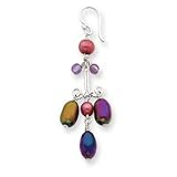 Sterling Silver Lavender Quartz Dk Pink Metallic Pearl Earrings