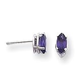 14k White Gold 7x3.5mm Marquise Amethyst earring XE103WAM