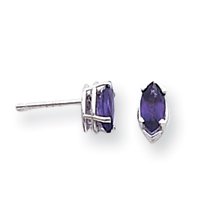 14k White Gold 7x3.5mm Marquise Amethyst earring XE103WAM