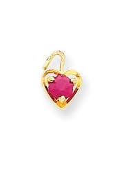 14k Yellow Gold July Birthstone Heart Charm. Gold Weight- 0.2g.