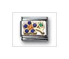 Daisy w/ Stem Blue & Orange Center Classic CZ, Italian Charm by Nomination Charms