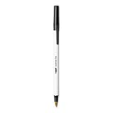 BIC(R) Round Stic(R) Ballpoint Pens, Fine Point, 0.8 mm, Black, Box of 12