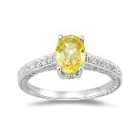 Fashion Rings - 1/10 Ct Diamond & Yellow Sapphire Ring in 14K White Gold Fashion Rings - 1/10 Ct Diamond & Yellow Sapphire Ring in 14K White Gold