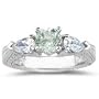 0.80 Cts Diamond &0.67 Cts Green Amethyst Ring in 18K White Gold-8.0
