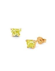 Children 14K Yellow Gold Citrine C.Z. Butterfly Stud Earrings