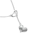Large Big Sister Heart with Clear Swarovski Crystal Silver Plated Heart Lar...