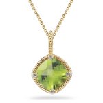 0.02 Cts Diamond & 3.75 Cts Peridot Pendant in 14K Yellow Gold