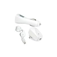 Combo of Retractable USB Data Cable + Home Charger Adapter & Car Charger Adapter for Apple iPod Nano 1st Generation 1GB, 2GB, 4GB
