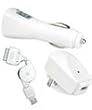 Combo of Retractable USB Data Cable + Home Charger Adapter & Car Charger Adapter for Apple iPod Nano 1st Generation 1GB, 2GB, 4GB