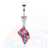 Rebel Flag Star Gem Belly Button Rings