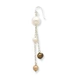 Sterling Silver FW Cultured White/Gold/Champange Pearl Earrings