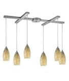 IMAGE OF ELK Lighting 20001-6CG Galaxy 6 Light Single Tier Chandelier in Nickel with Caramel glass