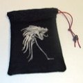 Gallant Hand: Original Art Work - Tribal Dragon Dice Bag - Silver Dragon on Black Bag (5"x7") - Holds Approximately 90-100 Dice