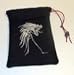 Gallant Hand: Original Art Work - Tribal Dragon Dice Bag - Silver Dragon on Black Bag (5"x7") - Holds Approximately 90-100 Dice