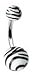 Acrylic Black & White Zebra Animal Print Design Belly Button Navel Ring 14g