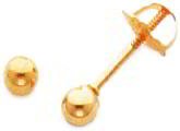 14K Yellow Gold Ball Screwback Earrings Jewelry New