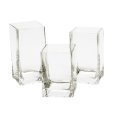 Set of Three Graduated Glass Cube Vases