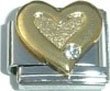 Clearly Charming Gold Heart with Stone Italian Charm Bracelet Link