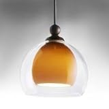 Progress Lighting P6135-174W 12 Volt Low Voltage T4 Mini-Pendant with White Glass Surrounded By Clear Glass, Urban Bronze