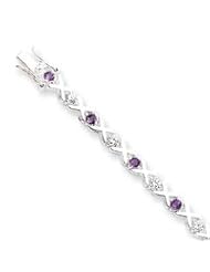 Sterling Silver Amethyst & CZ Bracelet