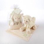 "Love Ewe" Plush Lamb and Lovie Gift Set in Organza-and-Satin Drawstring Bag