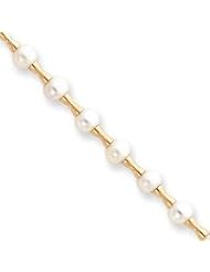 14k Polished 6.5-7mm White Freshwater Cultured Pearl Necklace - PR32-17"