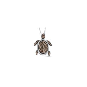 ZALES 1/2 CT. T.W. Champagne and White Diamond Turtle Pendant in 10K White Gold