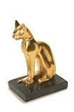Gold Leaf Egyptian Bastet Statue on marble base