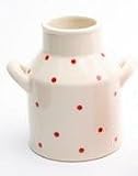 Mini Milk Urn - Cream with Red spot pattern