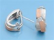 Sterling Silver CZ Huggie Earrings: Two-Toned - Size: 7mm