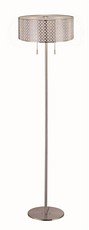 Lite Source LS-81519PS Netto Floor Lamp, Polished Steel with Net Metal Front And White Polished Steel Back Shade