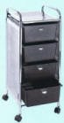 Pibbs D27 4 Drawer Rolling Cart with Metal Sides
