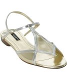 Dolce & Gabbana silver and gold leather diamond patch sandals