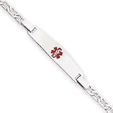 Sterling Silver Non-enameled Medical ID Anchor Link Bracelet