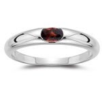 0.01 Cts Diamond & 0.25 Cts Garnet Ring in 14K White Gold