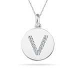 0.11 Cts Diamond Initial V Pendant