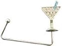 Silver Martini Glass Purse Hook with Swarovski Crystals and Black Velvet Pouch